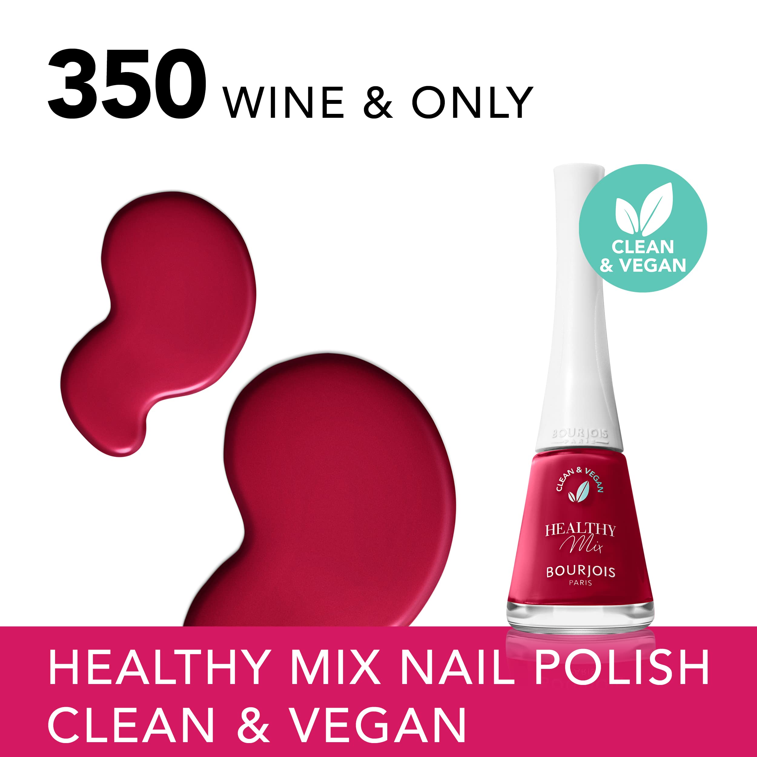 Bourjois Healthy Mix Vegan Nail Polish, 350 Wine & Only, 9 ml