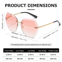 AEVOGUE Sunglasses For Women Oversized Rimless Diamond Cutting Lens Sun Glasses AE0534