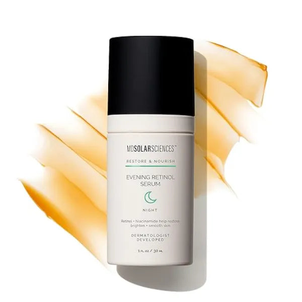 MDSolarSciences Evening Retinol Serum Lightweight & Moisturizing Anti Aging Treatment Reduces Appearance of Discoloration, Fine Lines & Pores Encapsulated Retinol for Sensitive Skin 1 Fl Oz