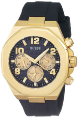 GUESS Men's 46mm Watch - Black Strap Black Dial Two-Tone Case