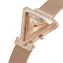GUESS Rose Gold-Tone Triangle Mesh Analog Watch