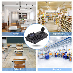 Eujgoov 4D Surveillance Keypad Controller, Joystick Analog PTZ Camera Keyboard LCD Display Screen 4D PTZ Camera Controller (UK Plug)