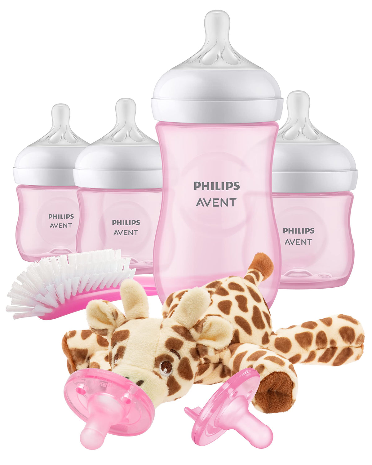Philips AVENT Natural Baby Bottle with Natural Response , Pink Baby Gift Set with Snuggle, SCD838/03