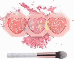 NALACAL Blusher Palette with Brush, 3-in-1 Baked Powder Blush for Cheeks – Natural-Looking, a Radiant Long-Lasting Natural Glowing, Smudge-Proof, Skin-Friendly, and Easy to Blend (Pink)