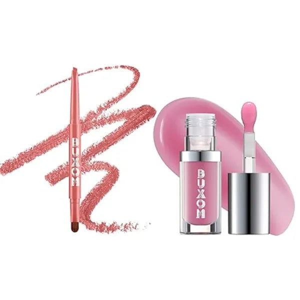Buxom Full On Glossy Lip Oil in Dolly Power Line Plumping Lip Liner in Rich Rose