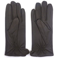 ZLUXURQ Womens Italian Soft Genuine Lambskin Leather Touchscreen Winter Gloves Cashmere or Fleece Lined - Dark brown