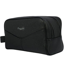 Classic Milano® Leather Travel Toiletry Bag, Hand Bag, and Clutch Bag for Men and Women – Travel Organizer, Spacious Cosmetic Case & Dopp Kit for Shaving, Makeup & Grooming Essentials (BLACK (202228))