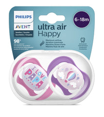 Philips Avent SCF080/04, 2er Pack Ultra Air Schnuller, 6-18 Monate, Weicher Sauger
