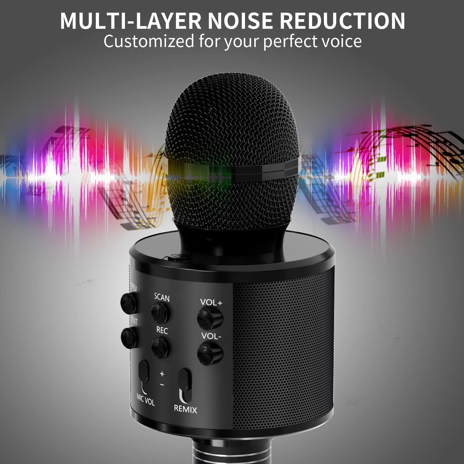 Kids Microphone for Singing, Wireless Bluetooth Karaoke Microphone for Adults, Portable Handheld Karaoke Machine, Toys for Boys and Girls Gift for Birthday Party (Black)