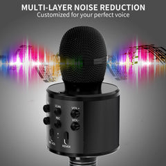 Kids Microphone for Singing, Wireless Bluetooth Karaoke Microphone for Adults, Portable Handheld Karaoke Machine, Toys for Boys and Girls Gift for Birthday Party (Black)