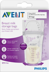 AVENT Philips Breast Milk Storage Bags, Clear, 6 Ounce, 50 Pack, SCF603/50