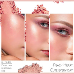 NALACAL Blusher Palette with Brush, 3-in-1 Baked Powder Blush for Cheeks – Natural-Looking, a Radiant Long-Lasting Natural Glowing, Smudge-Proof, Skin-Friendly, and Easy to Blend (Pink)