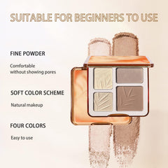 TERRIFI 4 Colours Contour Palette with Brush, Pressed Fine Powder Contouring Palette, Blendable, Buildable Makeup, Long Lasting Lightweight Makeup Kit (Light Shadow)