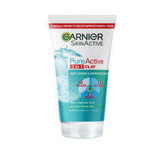 Garnier 3In1 Face Scrub and Mask, Anti-Shine and Imperfections Face Wash, For Oily, Spot-Prone Skin, Skinactive Pure Active, 150ml