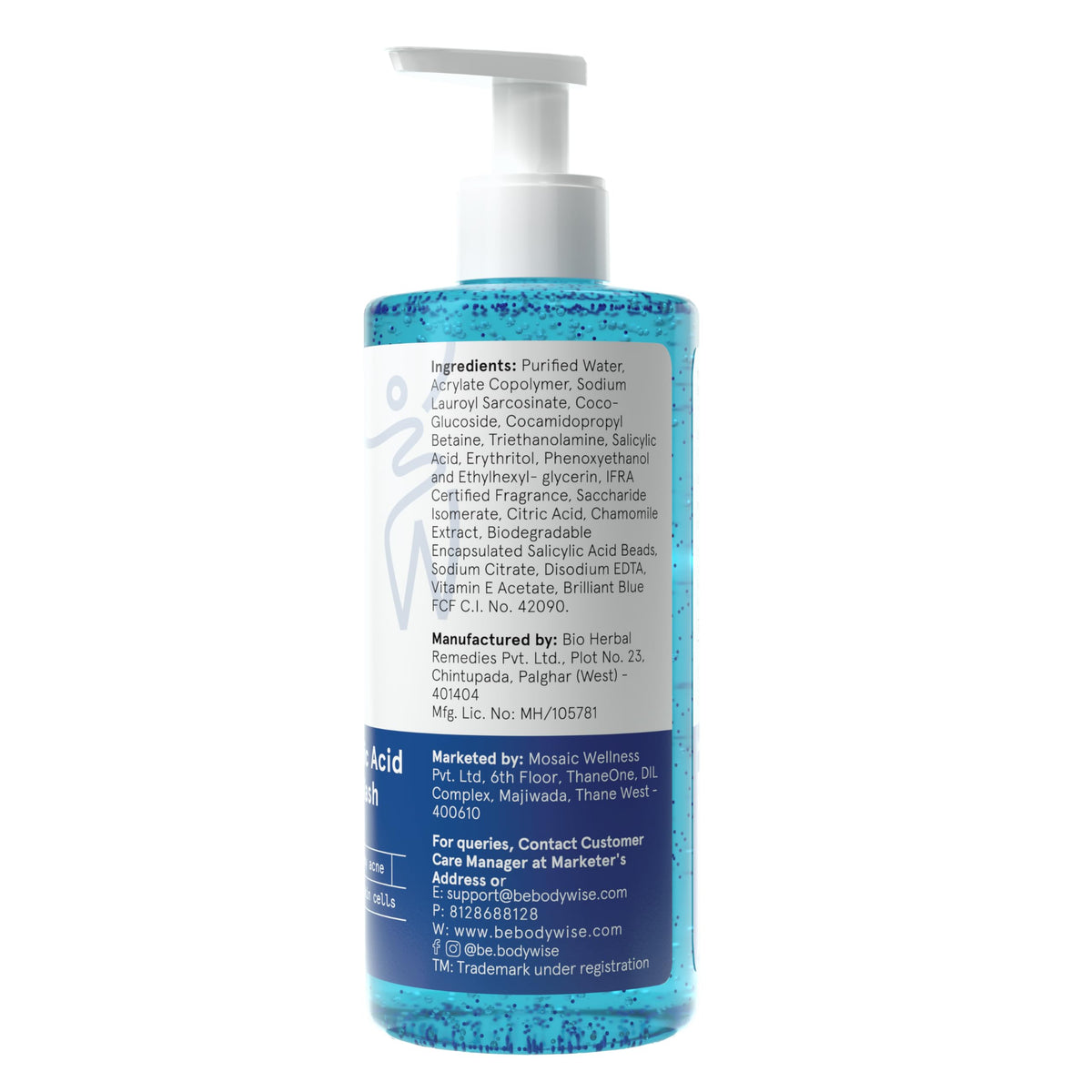 Be Bodywise 1% Salicylic Acid Body Wash | Refreshing Showering Gel | Helps to Prevent Body Acne & Cleanse Skin | Paraben and SLS free - 375 ml