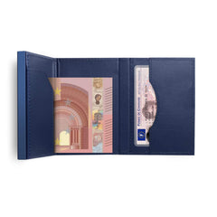 OGON Automatic Leather wallet Cascade Slim - Compact aluminum RFID blocking card holder - Up to 8 cards and banknotes - Navy Blue