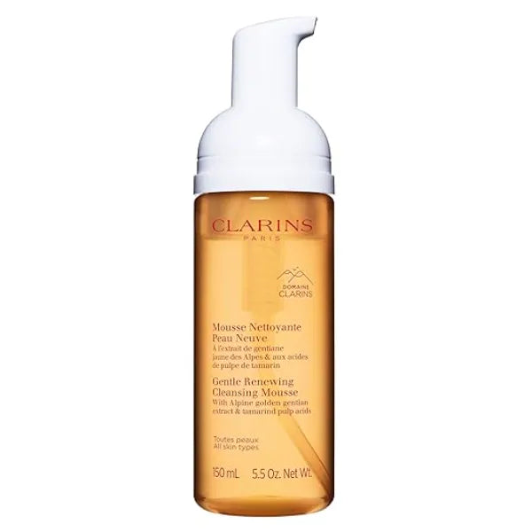 Clarins Gentle Renewing Cleansing Mousse Cleanses, Gently Exfoliates & Refreshes Foaming Mousse Soap No SLS No Dermatologist Tested Exfoliating Tamarind Pulp Extract Rich In AHAs 5.5 Oz
