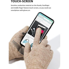 Excefore Thermal Knitted Gloves, Winter Close-Fitting Gloves, Touch-screen Anti-slip Warm Fleece Gloves for Men Women (L) - Black