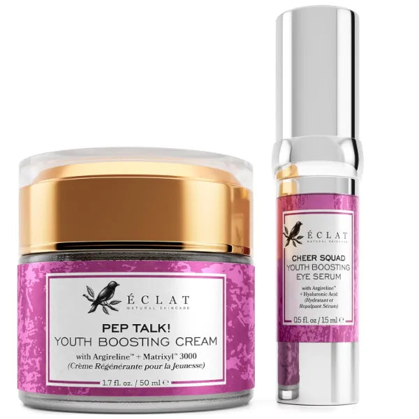 Eclat Skincare Anti-Aging Duo - Collagen Youth Boosting Face Cream 17 fl oz and Under Eye Serum 0.5 fl oz for Anti Aging and Moisturize Skin