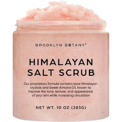 Brooklyn Botany Himalayan Salt Exfoliating Body Scrub 10 oz - All Natural Exfoliates, Moisturizes, and Cleanses With Sweet Almond Oil Promoting Radiant And Smooth Skin - Shower and Bath Exfoliator -
