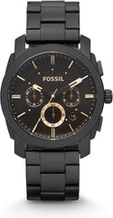 Fossil Machine Men's Black Dial Stainless Steel Band Chronograph Watch - Fs4682, Analog black  Display