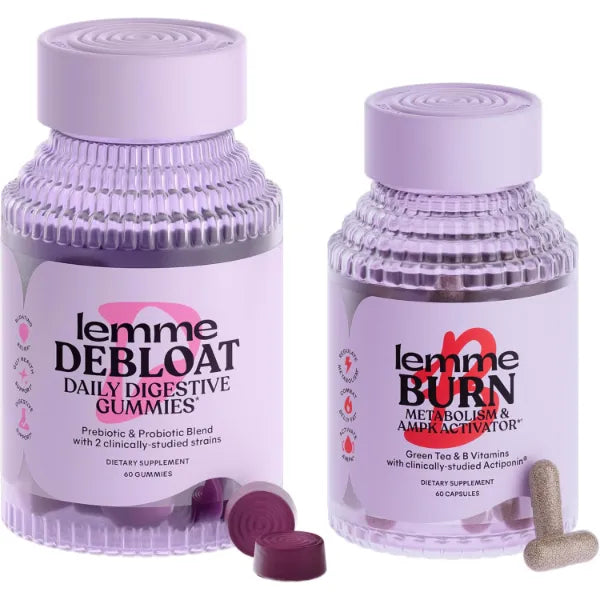 Lemme Debloat and Burn - Metabolism, Bloat Support, Gut Health & Weight Management with Clinically Studied Probiotics, Prebiotics, Green Tea Extract, Vitamins B6 & B1 - Gluten-Free, 60 Count Ea