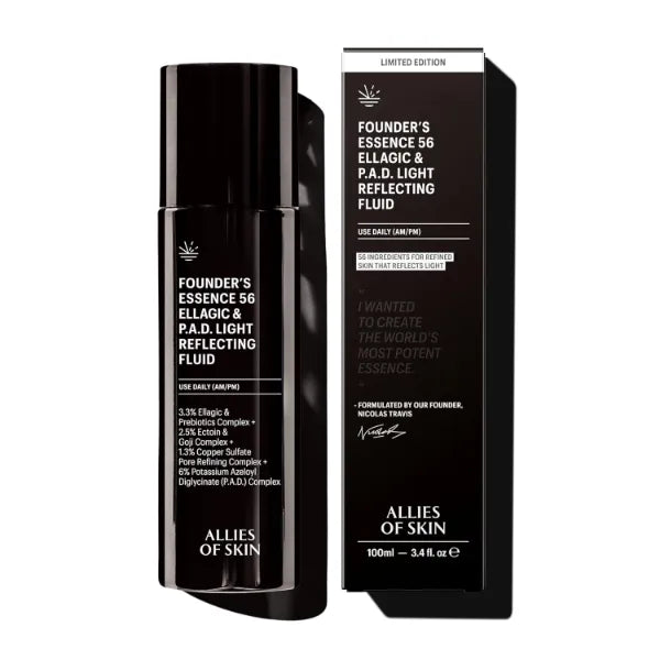 Allies of Skin Founder’s Essence | Advanced Treatment with 56 Proven Active Ingredients | 6% P.A.D. Complex, 3.3% Ellagic Acid + Peptides, 1.3% Copper For Skin Texture, Tone & Radiance (3.4 fl oz)