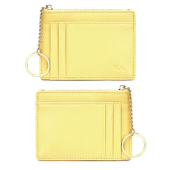 Valentoria slim rfid blocking card holder small pocket wallet keychian zipper coin purse minimalist leather cash & coin & cards case for women men, yellow, s, rfid wallet, 801, T801