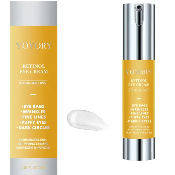 YOYORY Retinol Eye Cream for Dark Circles & Eye Bags - Under Eye Treatment for Wrinkles, Fine Lines, Puffiness | Hydrating Anti-Aging Moisturizer Skin Care, 0.50 fl oz (Golden)