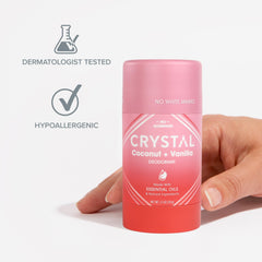 Crystal Essence (Coconut + Vanilla, Pack of 1) - Magnesium Solid Stick Deodorants, Magnesium Deodorant, Safely and Effectively Fights Odour, Aluminium Free Deodorant for Men and Women, Coconut + Va...