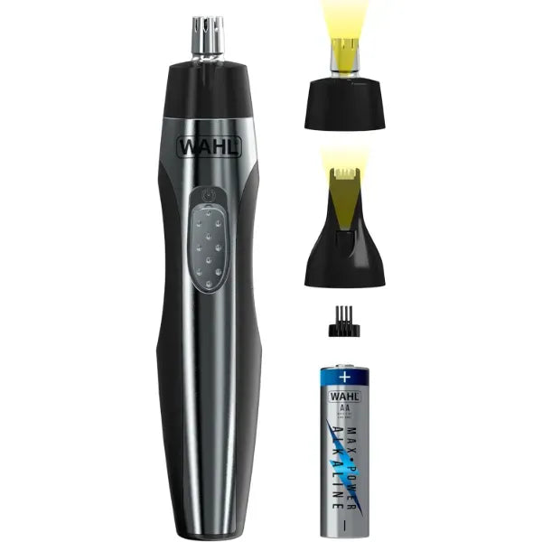 Wahl Lighted Battery Nose Hair Trimmer for Men & Women. Painless, Easy to See Nose, Ear, and Eyebrow Trimming with Built in Light, Battery Included – Model 3023283