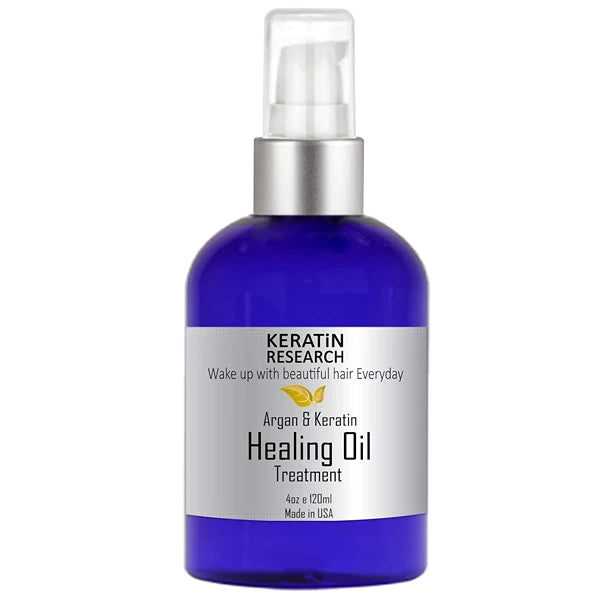 KERATIN RESEARCH Keratin and Argan Damaged Hair Serum Repairing & Healing Oil Treatment Rejuvenates Nourishes adds shine & Conditions Hair Instantly 4oz Large bottle lasts for months
