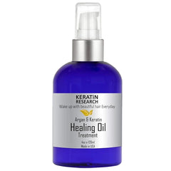 KERATIN RESEARCH Keratin and Argan Damaged Hair Serum Repairing & Healing Oil Treatment Rejuvenates Nourishes adds shine & Conditions Hair Instantly 4oz Large bottle lasts for months