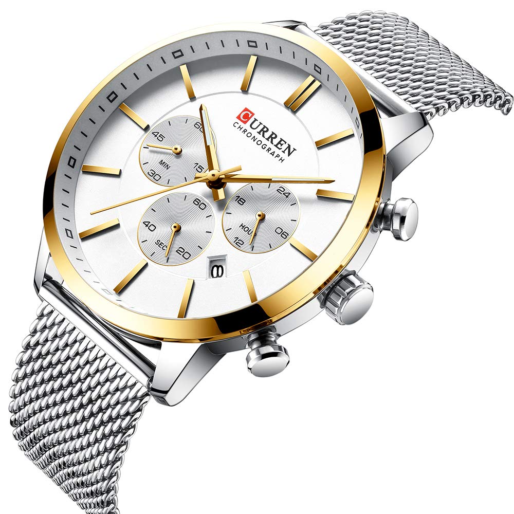 CURREN 8340 Man Watch Man Sport Watch Man Waterproof Outdoor Wristwatch Man Watch Man Chronograph Quartz Business Watch Male Watch for Men - Silver