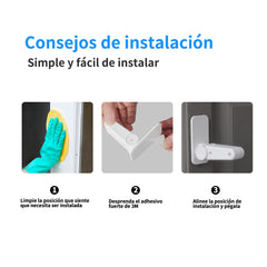 Techoln 4 Pack Improved Door Locks for Kids Safety - Child Proof Door Lever Lock - Durable ABS with 3M Adhesive Child Door Lock, No Drilling Child Safety Locks for Doors