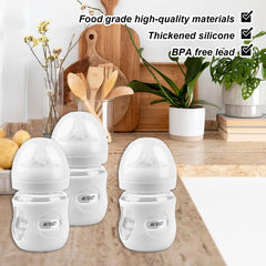 longjunjunfashion 3 Pack Silicone Sleeves for Avent Natural Glass Baby Bottles, Anti Breakage Baby Bottle Holder, Compatible Baby Bottle, BPA Free (4 Ounce)