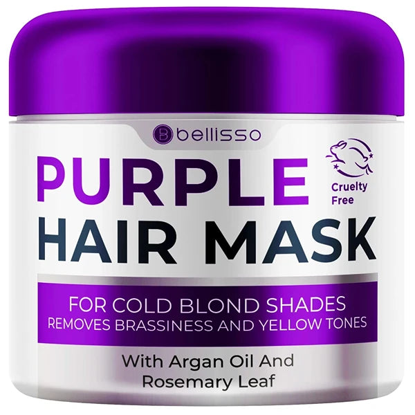 BELLISSO Purple Hair Mask - Deep Conditioner and Toner for Blonde, Brassy Hair - Hydrating Repair and After Bleach Treatment for Damaged and Dry Hair - Moisture Conditioning for Bleached Women and Men
