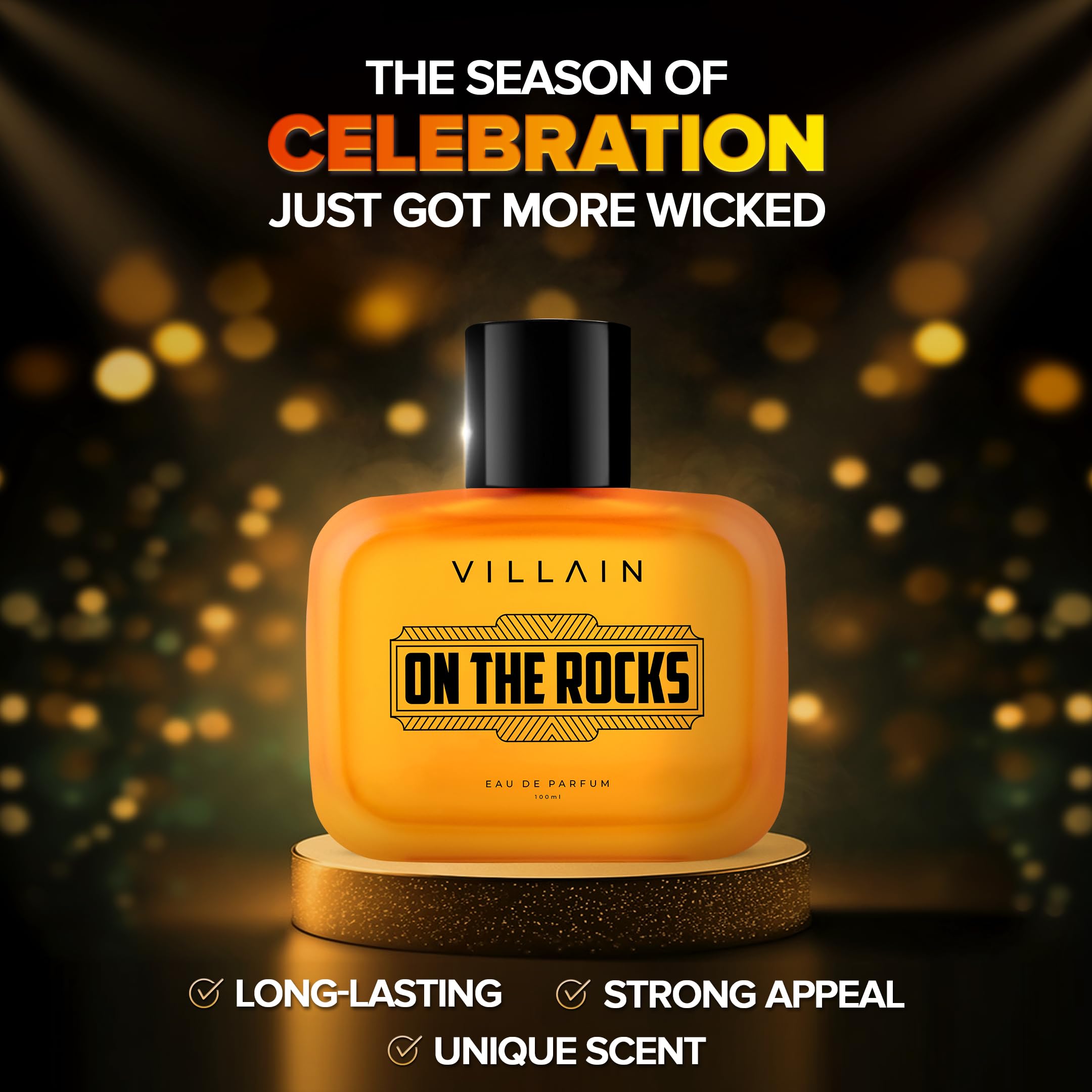 Villain On The Rocks Eau De Parfum For Men 100ml | Premium Long-Lasting Mens Fragrance | Woody, Citrus - Luxury Perfume| Ideal Gift for Men