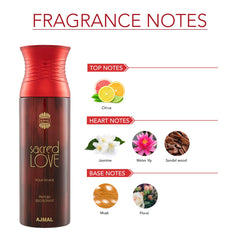 Ajmal Sacred love & Sacred love Spray For Women (200 ml, Pack of 2) + 2 Parfume rs Free