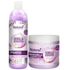 Naturse Hair Growth Kit – Vita-Stimulating Shampoo 25.5 oz + Hair Mask 16 oz – Onion, Keratin & Biotin Treatment for Stronger, Fuller Hair – Anti-Breakage, No Onion Smell, For All Hair Types