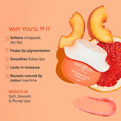 Dot & Key Lip Plumping Mask With Vitamin C + E For Naturally Glowing Lips, Fades Lip Pigmentation, Smoothes Flaky & Dry Lips, Lip Mask For Soft, Smooth & Plump Lips (Blood Orange & Nectarine) 15ml