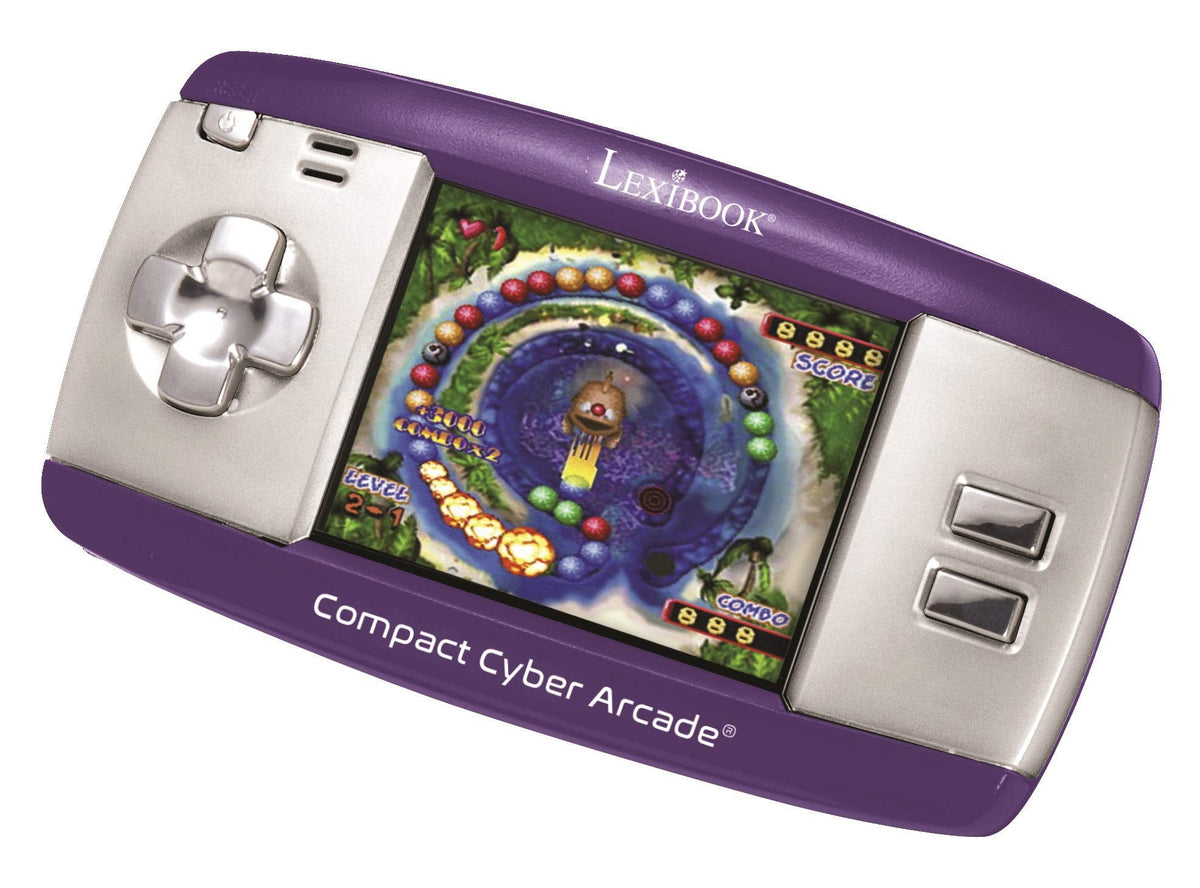 Lexibook, Compact Cyber Arcade Portable Gaming Console, 250 Games, LCD, Purple