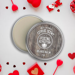 Viking Revolution Beard Balm - All Natural Grooming Treatment with Argan Oil & Mango Butter - Strengthens & Softens Beards & Mustaches - Citrus Scent Leave in Conditioner Wax for Men - 1 Pack