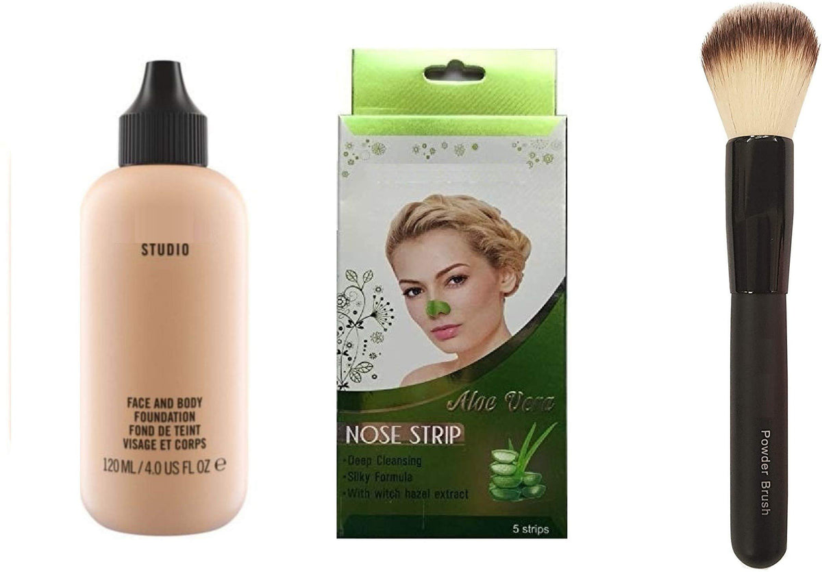 VEDY LONG LASTING MAKEUP COMBO FORT READY TO LOOK MORE BEAUTIFUL & GORGEOUS,1 BRUSH,1 FOUNDATION,1 NOSE STRIPS