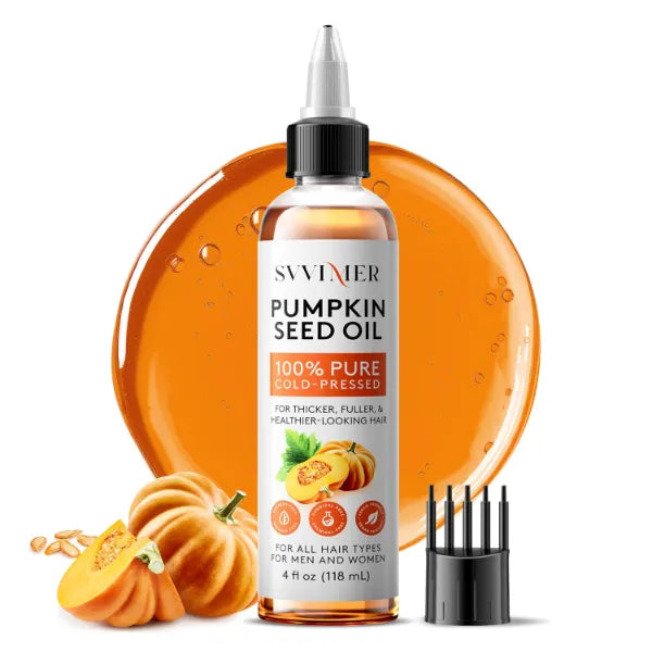 Svvimer Pumpkin Seed Oil for Hair Growth - 100% Pure Raw Organic Natural Cold Pressed - for Dry Damaged Hair and Volume Women and Men 4 Fl Oz (Pack Of 1)