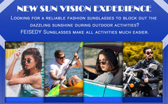 FEISEDY Polarized Women Square Sunglasses Sparkling Composite Shiny Frame B2289