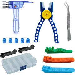 Building Blocks Tool Kit - Brick Separator, Mini Blocks Tool Set, Multi-Functional Hammer, Pliers, Tweezers, Finger Protectors with Tin Box