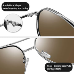Joopin Sunglasses for Men Women, Polarized Classic Sun Glasses Metal Frame Nylon Lenses UV400 Protection