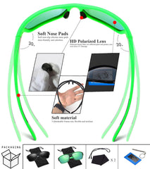 Sports Sunglasses Polarized For Mens Womens Driving Fishing Running Wrap Around Sun Glasses Unbreakable Frame Goggles with Glasses rope Strap UV Protection