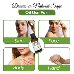 Drsous Ca Organic Clary Sage Essential Oil 30ml | 100% Pure Cold Pressed Sage Therapeutic Grade Aroma Oil for Acne Treatment and Refreshing Clear Breathing | Made in Palestine